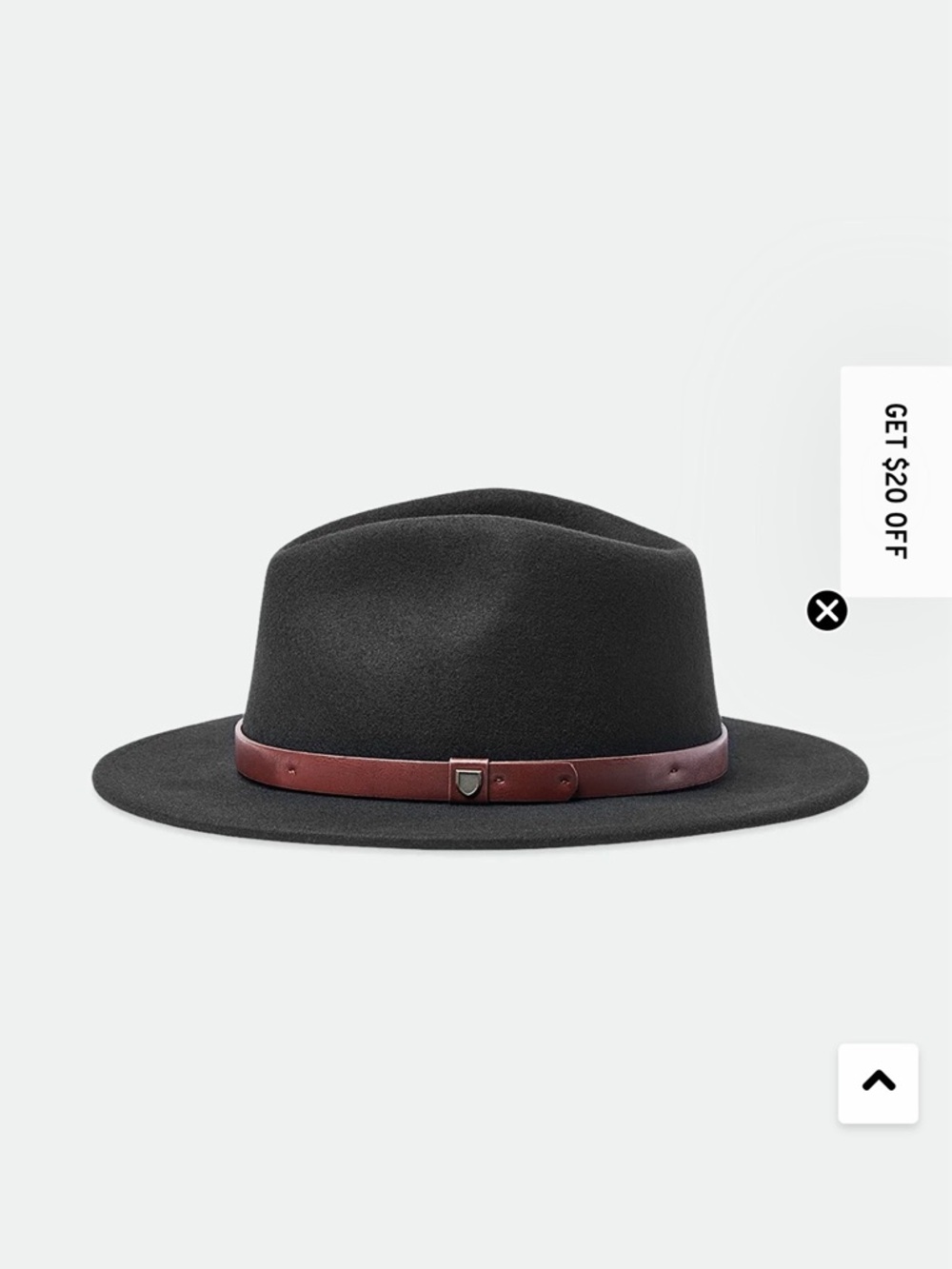 Brixton wool Black Felt Fedora with Brown Leather Band